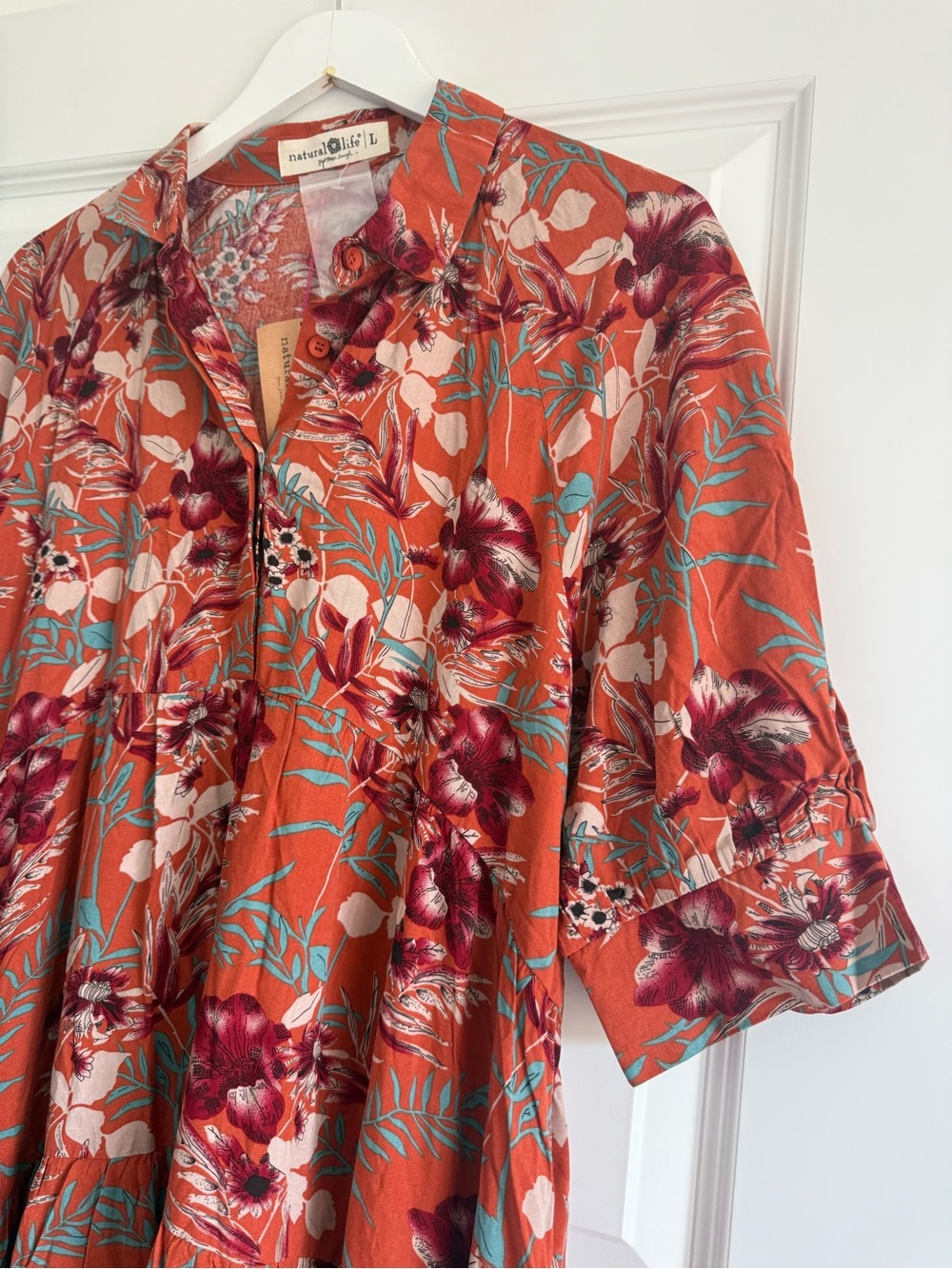 Natural Life Rebecca Midi Dress Orange Tropical Floral NWT L - Picture 10 of 14